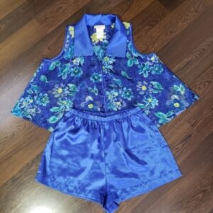 Inner Most Vintage Blue Satin Pajama Set | Size S